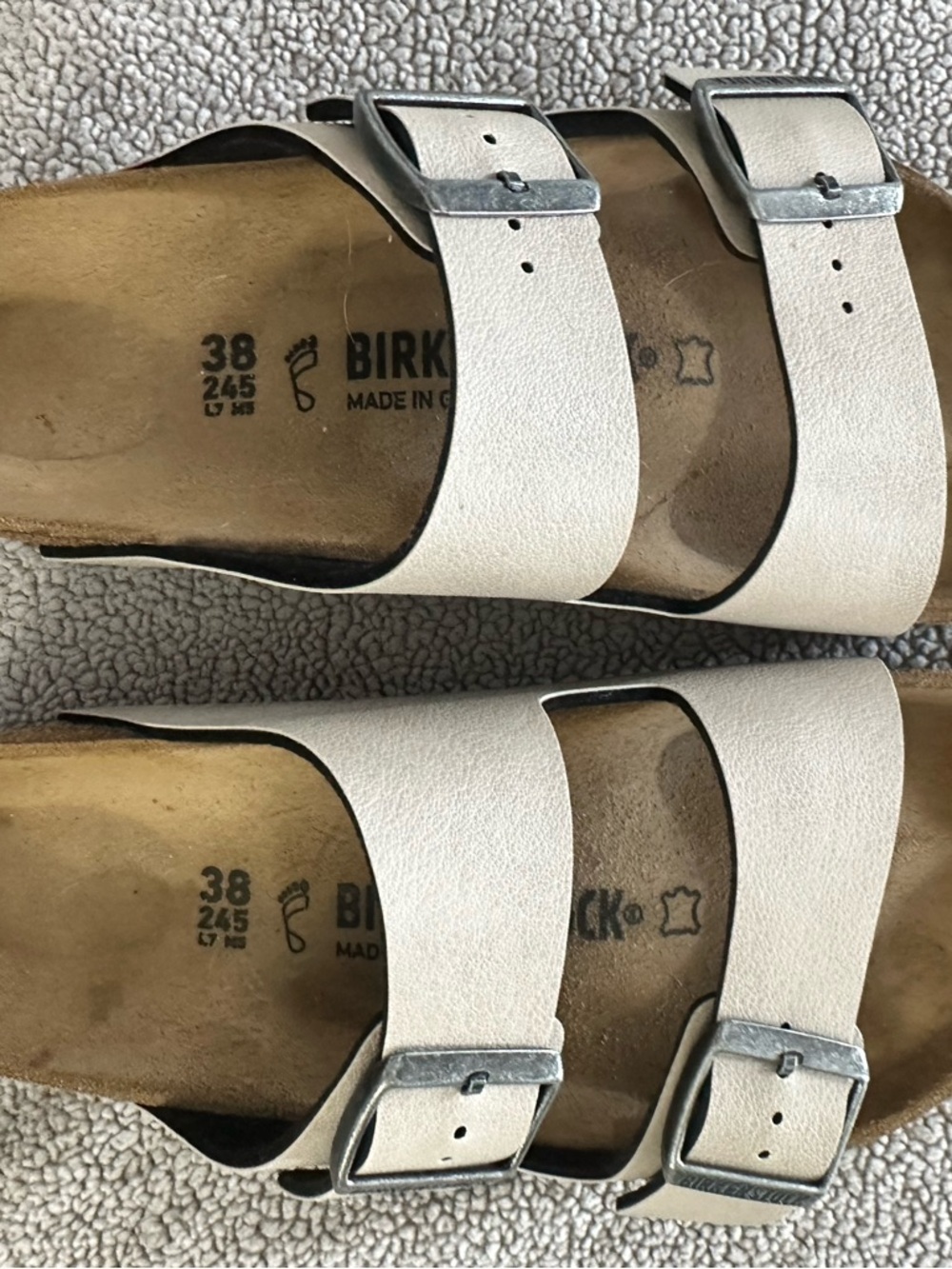 Birkenstock Cream Double Buckle Arizona Sandals